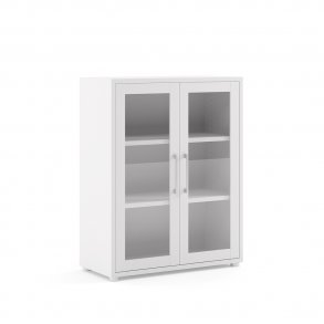 Prisme kontorhyller 2 glassdrer hvit.