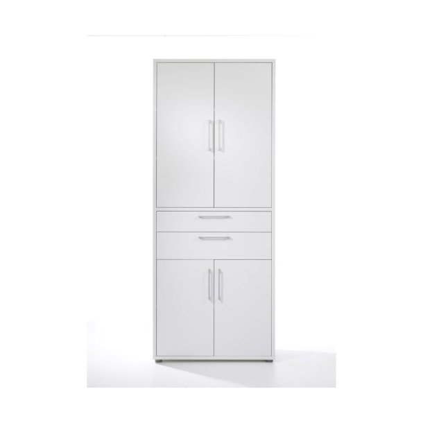 Prisme kontorhyller 4 drer, 2 skuffer hvit.