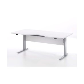 Prisme Schreibtisch elektronisch heben/senken weiss und silbergrauer Stahl.
