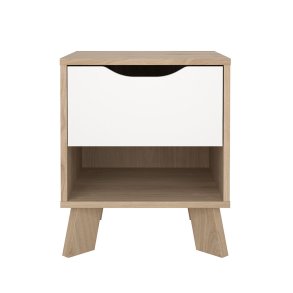 Ikast stolik nocny 1 szuflada, 1 płka dekor dębowy, biały.