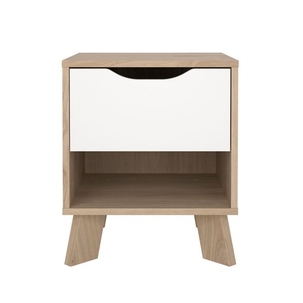 Ikast stolik nocny 1 szuflada, 1 płka dekor dębowy, biały.