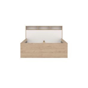 Ikast Łżko 140x200cm, 2 szuflady, 3 płki dekor dębowy, biały.