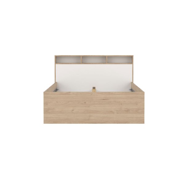 Ikast seng 140x200cm, 2 skuffer, 3 hylder eg dekor, hvid.