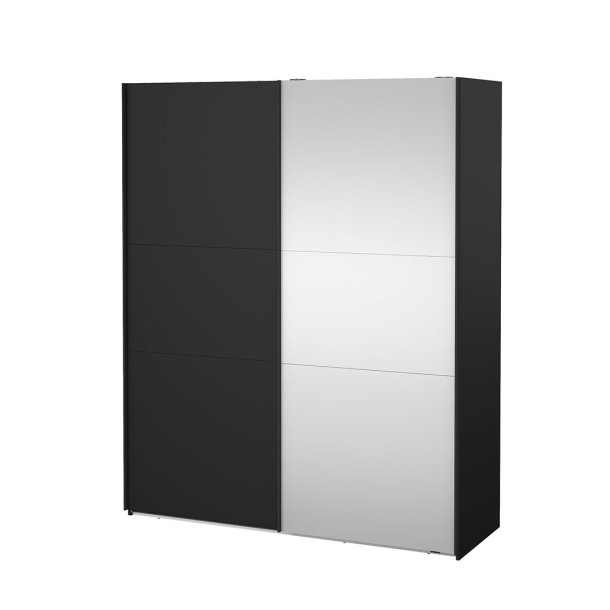 Como Schiebetrenschrank 2 Tren 180x220cm matt schwarz.
