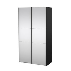 Como Schiebetrenschrank 2 Tren mit Spiegel 120x220cm matt schwarz.