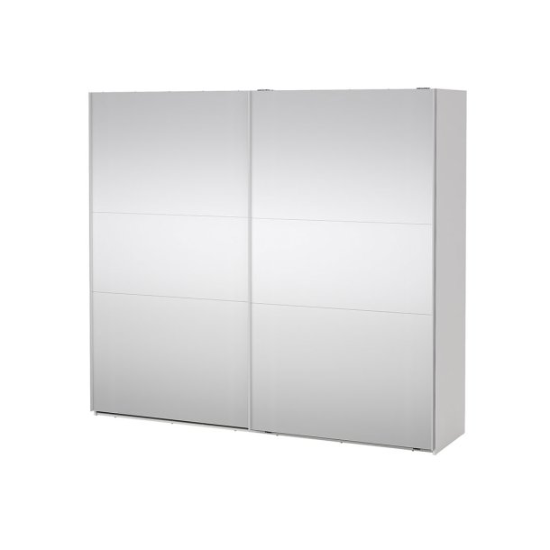 Como skjutdrrsgarderob 2 drrar med spegel 245x220 cm vit.