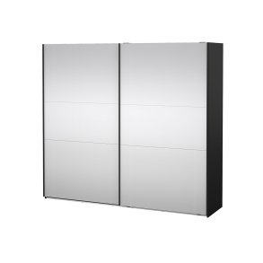 Como Schiebetrenschrank 2 Tren mit Spiegel 245x220cm matt schwarz.