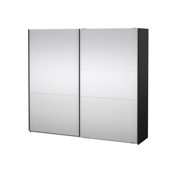 Como Schiebetrenschrank 2 Tren mit Spiegel 245x220cm matt schwarz.