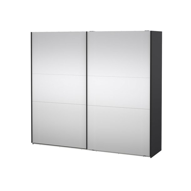 Como Schiebetrenschrank 2 Tren mit Spiegel 245x220cm matt grau.