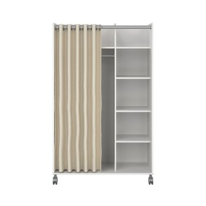 Kit Kleiderschrank 160x100x49cm, offen, Kleiderstangeneinsatz wei, beige.