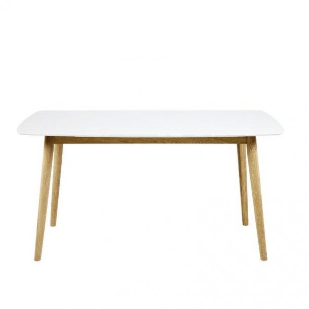 Naila spisebord 80 x 150 cm med hvid tr bordplade og stel i massiv eg.