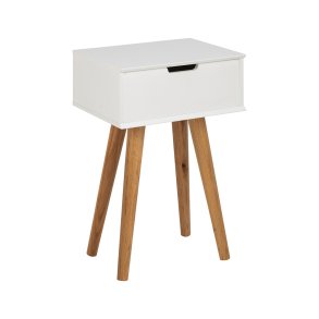 Mike natbord med 1 skuffe i hvid og ben i ege tr.