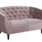 Rian sofa 2 seter stvet rosa med svarte ben.