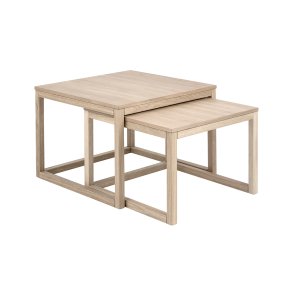 Corn Couchtisch 2 stk. in massiver Eiche und Eichenfurnier weiss gelaugt.