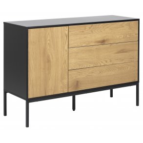 Sea Sideboard 1 Tr und 3 Schubladen, schwarz.