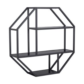 Sea Regal Wandregal achteckig mit 3 Regalen schwarz.