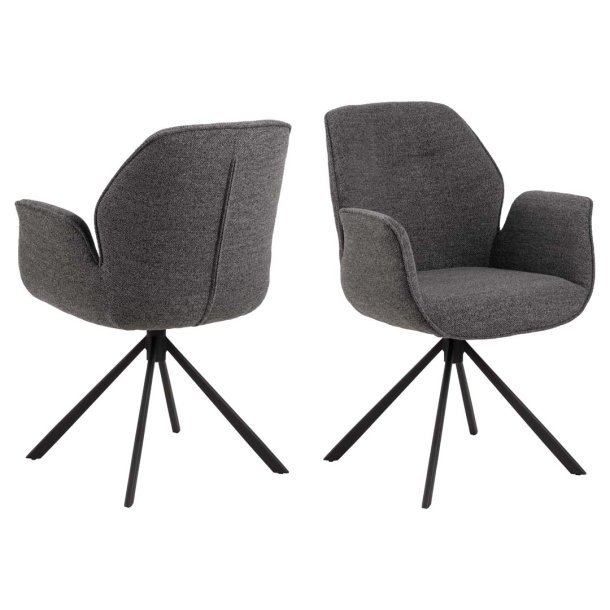 Aura Esszimmerstuhl mit Armlehne grau.