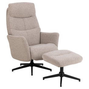 London lnestol recliner med fodskammel boucl beige.