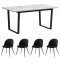 Tilst ensemble pour salle  manger table  manger impression marbre blanc 90x160 4 chaises velours noir.