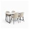 Tilst matgrupp matbord vit marmortryck 90x160 4 stolar velour beige.