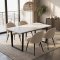 Tilst Essgruppe Esstisch mit wei�em Marmordruck und 4 St�hlen Samt Beige.