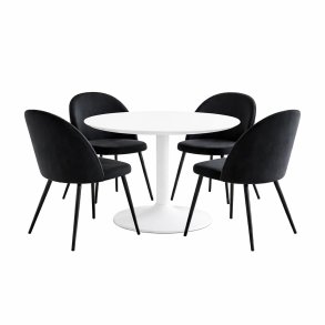 Carry Essgruppe Tisch �110cm, 4 St�hlen Velour schwarz.