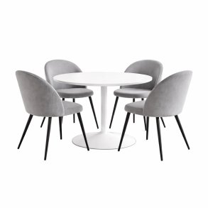 Carry Essgruppe Tisch �110cm, 4 St�hlen Velour grau.