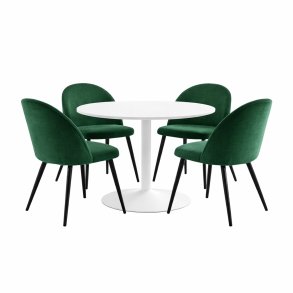 Carry Essgruppe Tisch �110cm, 4 St�hlen Velour gr�n.