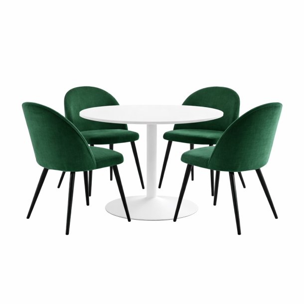 Carry Essgruppe Tisch �110cm, 4 St�hlen Velour gr�n.