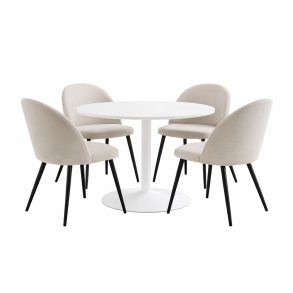 Carry Essgruppe Tisch �110cm, 4 St�hlen Velour beige.