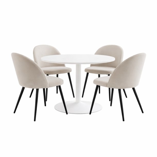 Carry Essgruppe Tisch �110cm, 4 St�hlen Velour beige.