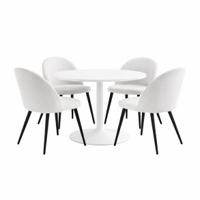 Carry Essgruppe Tisch �110cm, 4 St�hlen Samt beige.