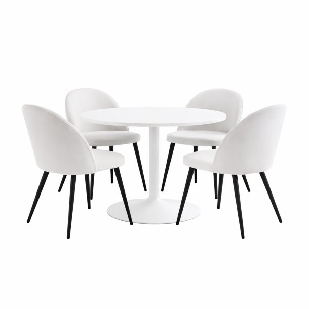 Carry Essgruppe Tisch �110cm, 4 St�hlen Samt beige.