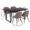 Tilst ensemble pour salle � manger table effet marbre noir 90x160 et 4 chaises boucl� marron.