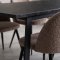 Tilst ensemble pour salle � manger table effet marbre noir 90x160 et 4 chaises boucl� marron.