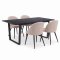 Tilst ensemble pour salle � manger table effet marbre noir 90x160 et 4 chaises boucl� beige.