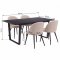 Tilst ensemble pour salle � manger table effet marbre noir 90x160 et 4 chaises boucl� beige.