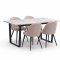 Tilst ensemble pour salle � manger table effet marbre blanc 90x160 et 4 chaises boucl� beige.