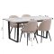 Tilst ensemble pour salle � manger table effet marbre blanc 90x160 et 4 chaises boucl� beige.