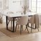 Tilst ensemble pour salle � manger table effet marbre blanc 90x160 et 4 chaises boucl� beige.