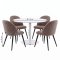 Carry ensemble pour salle � manger table �110 cm, 4 chaises boucl� marron.