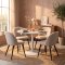 Carry ensemble pour salle � manger table �110 cm, 4 chaises boucl� beige.