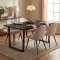 Tilst Essgruppe Esstisch mit schwarzem Marmordruck und 4 St�hlen Samt Beige.
