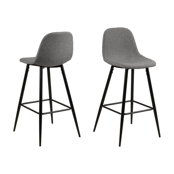 Willy Barhocker in hellgrau und einem Gestell mit Fusttze aus schwarzen Metall.