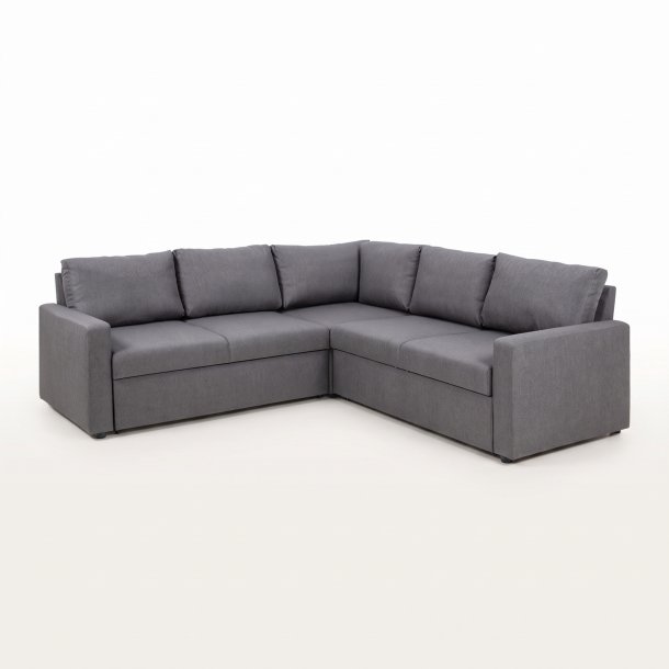 Sacramento Ecksofa versteckte Aufbewahrung und ausziehbares Bett grau.