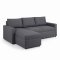 Sander Schlafsofa mit Ottomane, Aufbewahrung und Auszug grau.