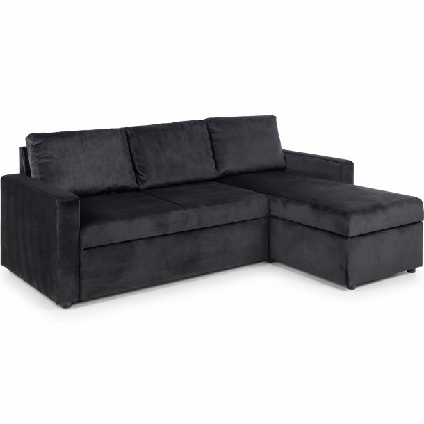 Sacramento slaapbank chaise longue omkeerbaar, verborgen opslag en uitschuifbaar bed antracietgrijs.