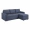 Sander Schlafsofa mit Ottomane, Aufbewahrung und Auszug blau.
