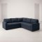 Sacramento Canap� d'angle, espace de rangement dissimul� et lit gigogne, bleu fonc�.