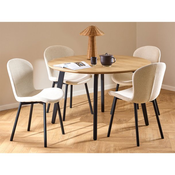 Cadiz spisebordsst bord og 4 stole natur, beige.